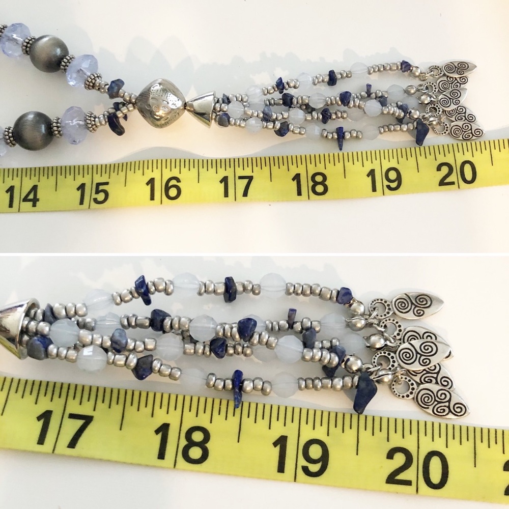 NWT CHICO’S Boho Lavender jewels with Gun Metal Beads Long Tassel Necklace - Picture 16 of 16